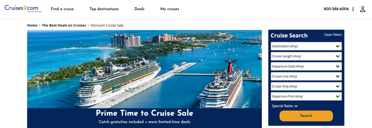 Cruises.com Prime Time to Cruise Sale
