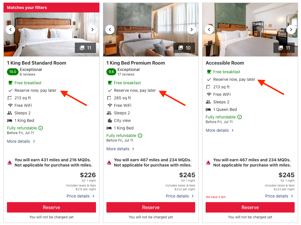 Delta Stays search refundable