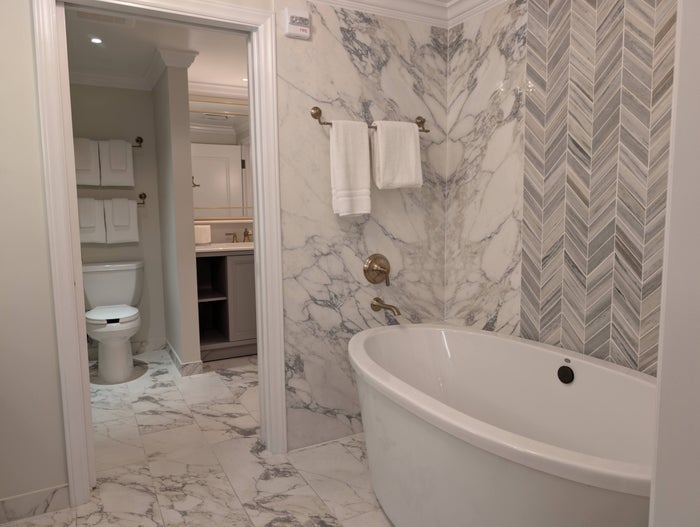 Disney Vacation Club tour Disney's Riviera Resort 1 bedroom model bathroom