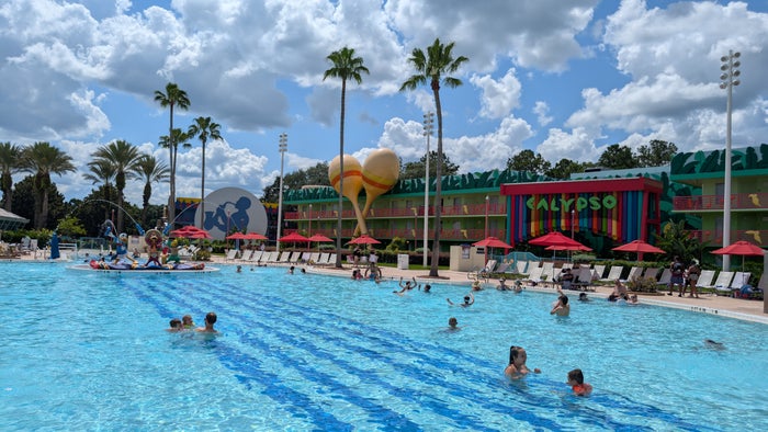 Disney’s All Star Music Resort amenities pool Calypso pool and building Disney's All Star Music Resort amenities pool Calypso pool and building