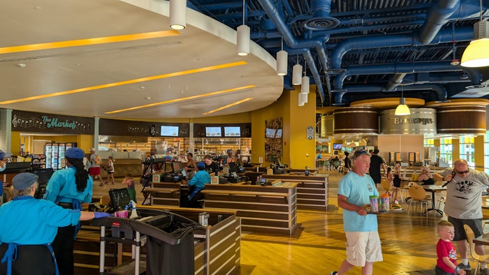 Disneys All Star Movie Resort food court dining options Disney's All Star Music Resort food and beverages Intermission food court cashiers