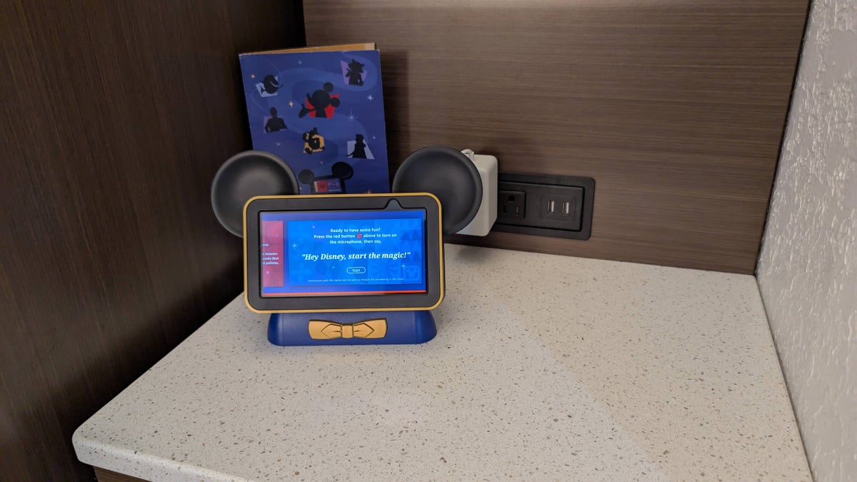 Disney's All Star Music Resort guest room nightstand and Hey Disney!
