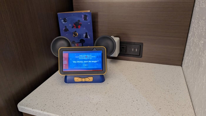 Disney's All Star Music Resort guest room nightstand and Hey Disney!