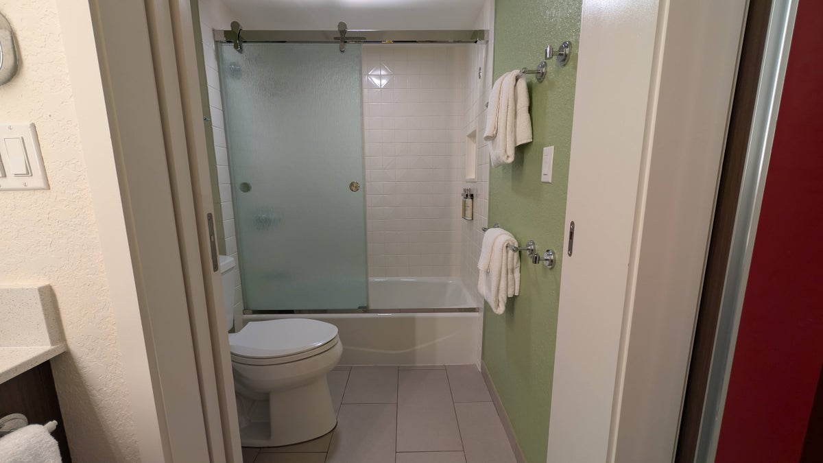 Disney's All Star Music Resort guest room toilet and shower
