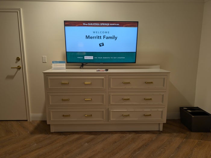 Disney's Saratoga Springs Resort & Spa room dresser and TV