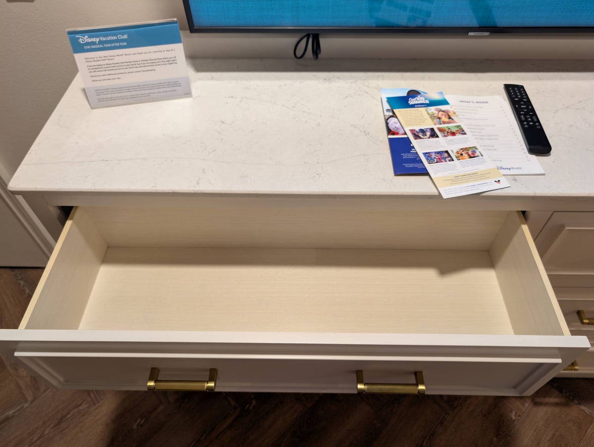 Disney's Saratoga Springs Resort & Spa room dresser drawer and notes