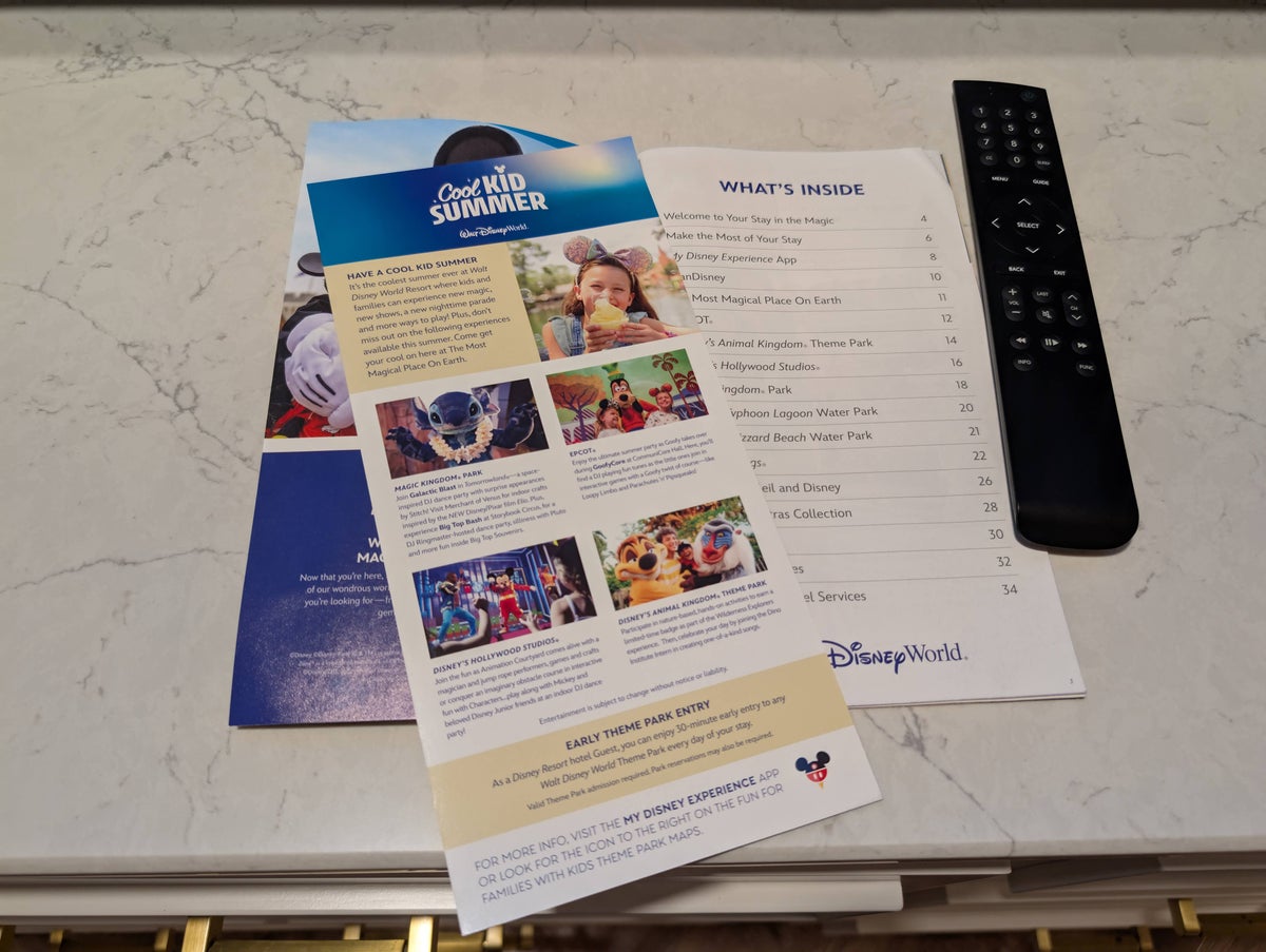 Disney's Saratoga Springs Resort & Spa room dresser notes