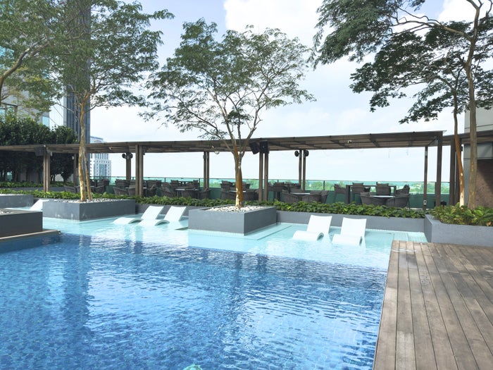DoubleTree by Hilton Johor Bahru pool seating DoubleTree by Hilton Johor Bahru pool seating