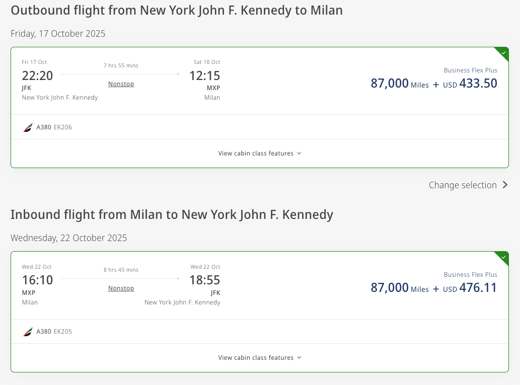 Emirates fifth freedom milan newyork