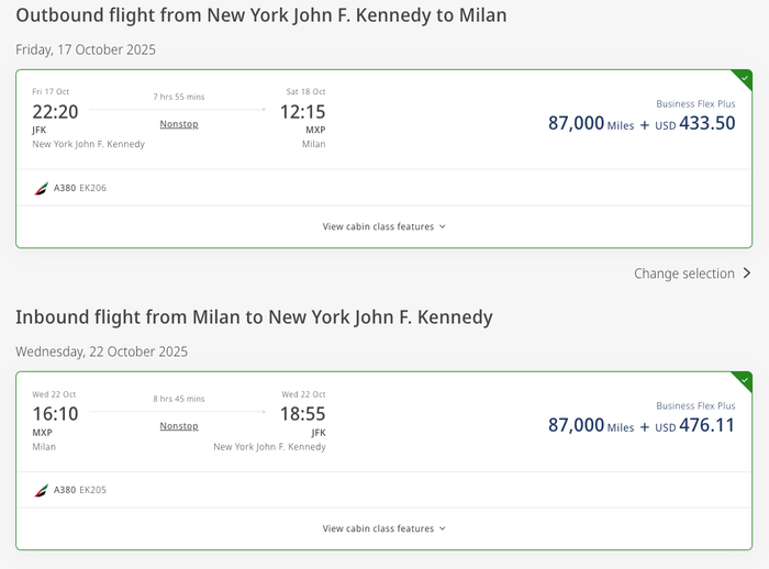 Emirates fifth freedom milan newyork