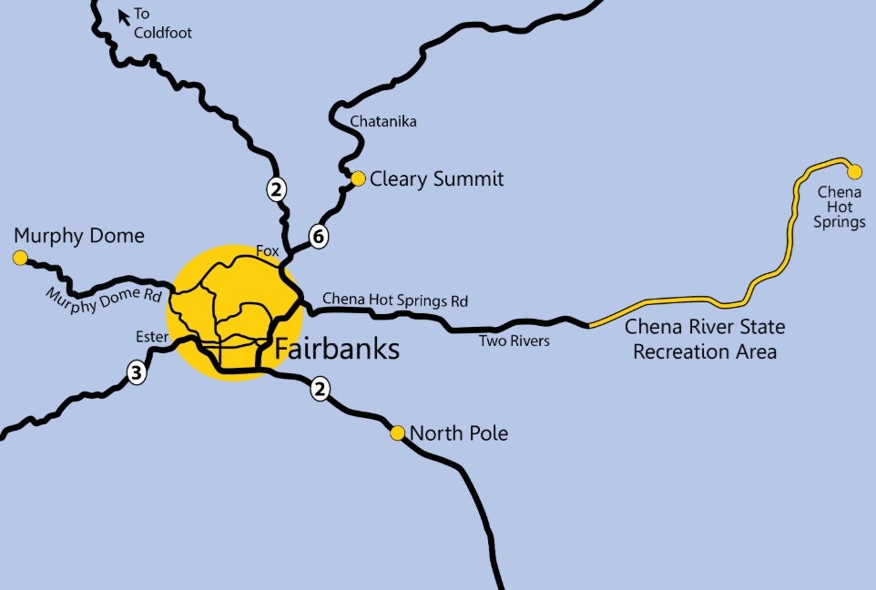 Fairbanks Northern Lights Location Map