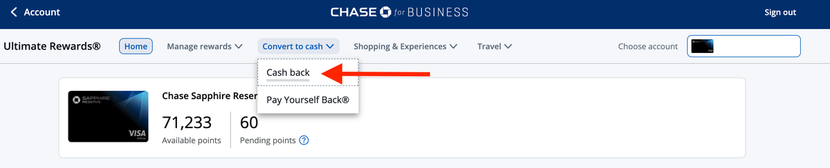 Get cash back for Chase points