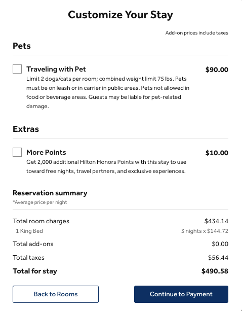 Hilton Buy Points Checkout