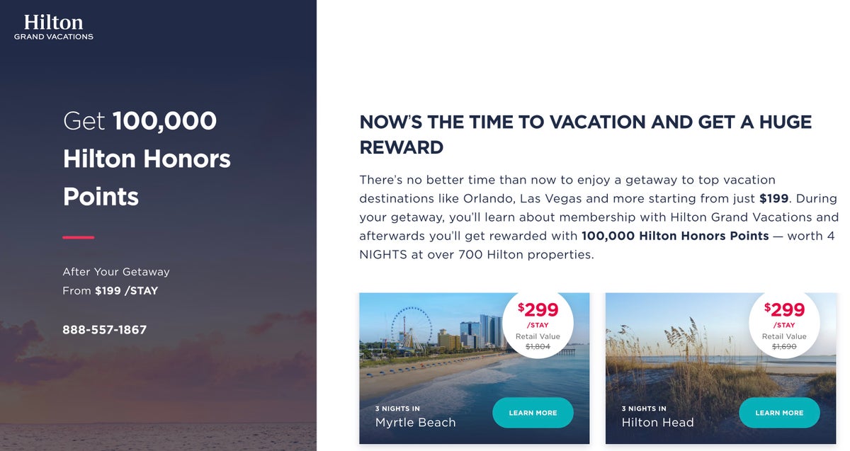 Hilton 100k points timeshare offer