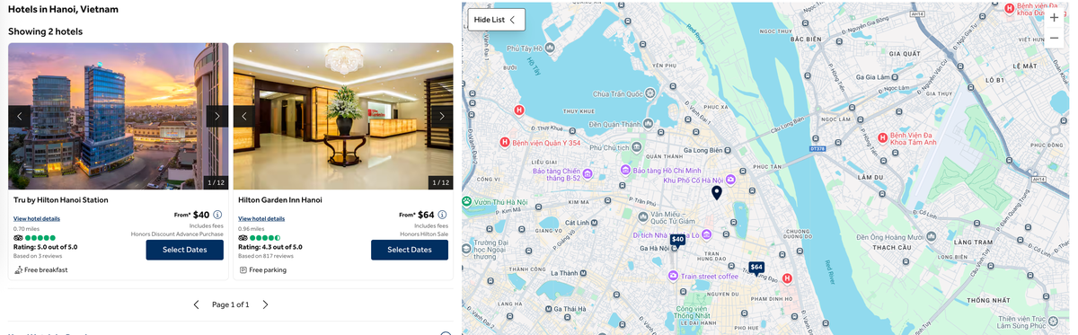 Hilton options in Hanoi Vietnam