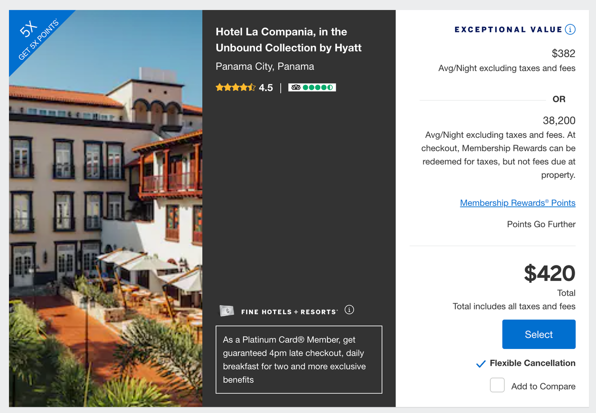 Hotel La Compania on Amex FHR