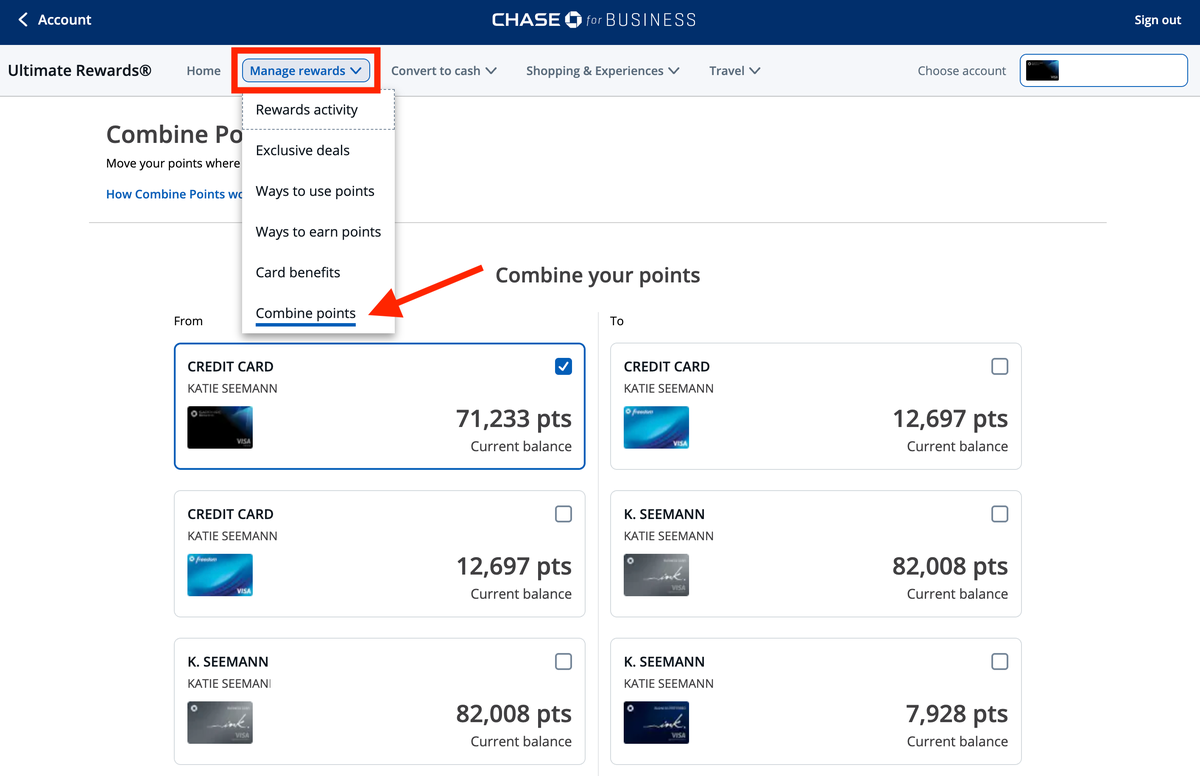 How to combine Chase points