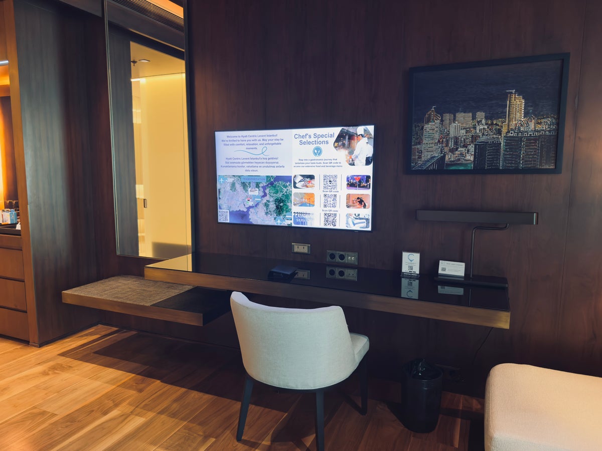 Hyatt Centric Levent Istanbul room workstation and tv