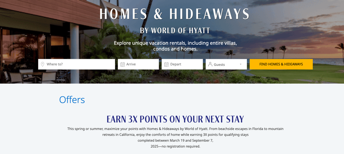 Hyatt Homes Hideaways 3x promo September 2025