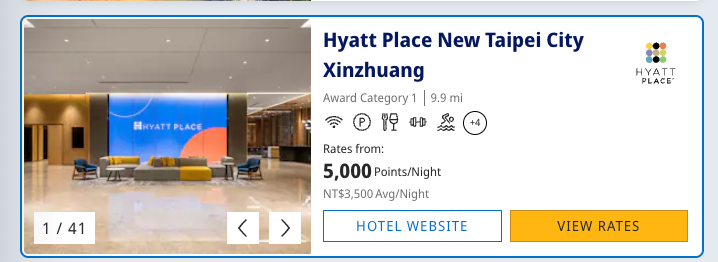 Hyatt Place New Taipei Xinzhuang points price