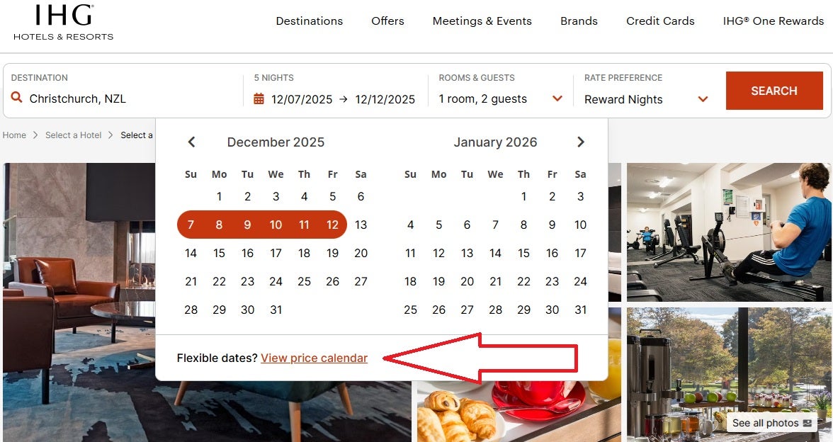IHG One Rewards Price Calendar
