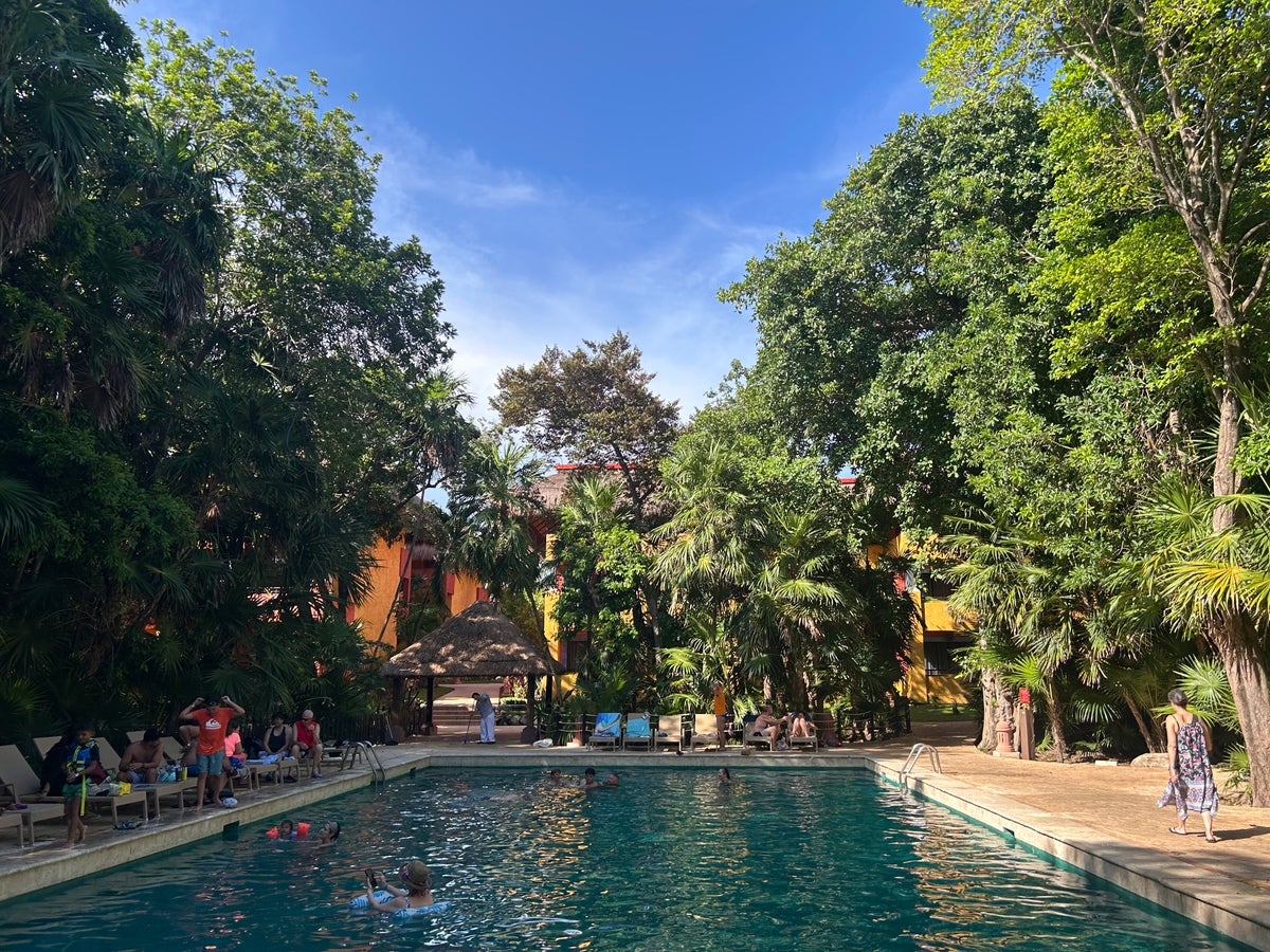 Shaded swimming pool