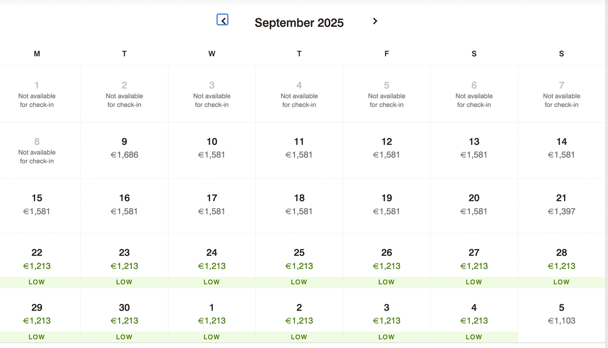 Lake Como EDITION rates in September