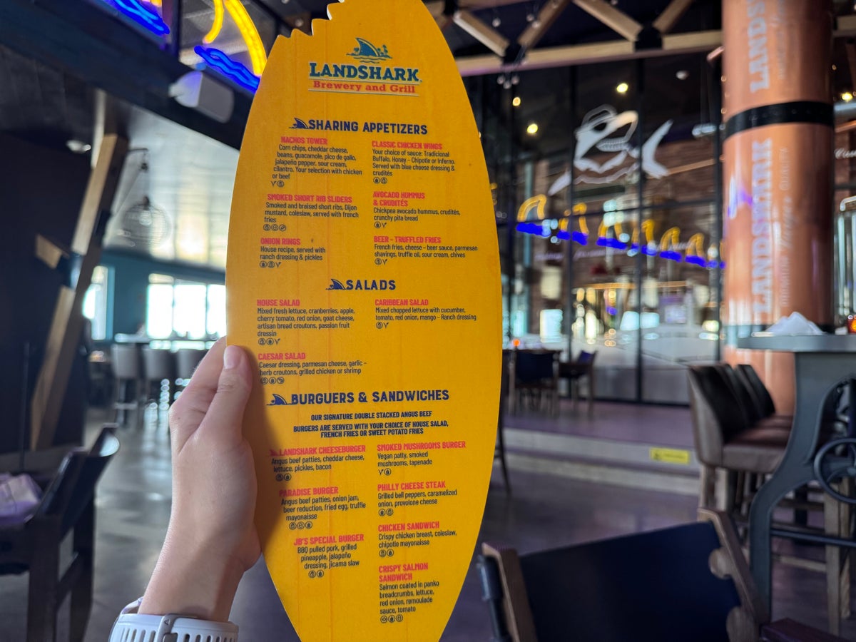 Margaritaville Island Reserve Riviera Maya Landshark Menu Back
