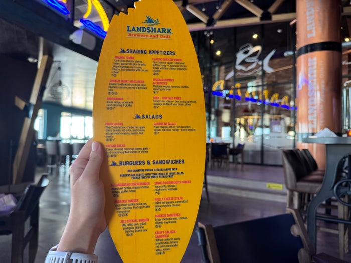 Margaritaville Island Reserve Riviera Maya Landshark Menu Back