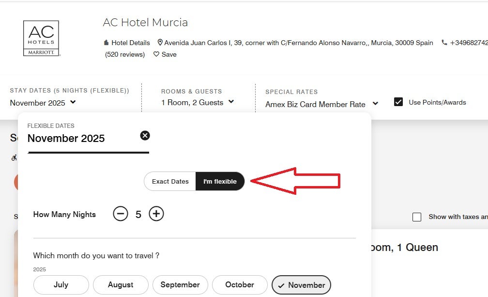 Marriott Bonvoy Flexible Dates