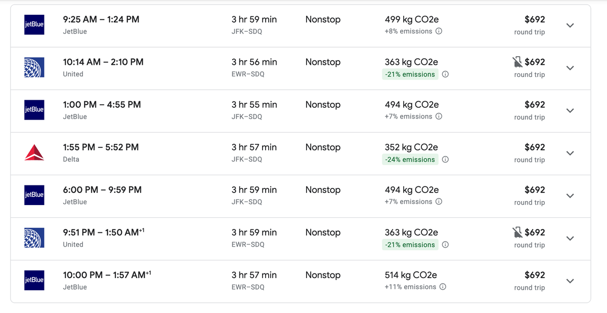 NYC to SDQ Google Flights