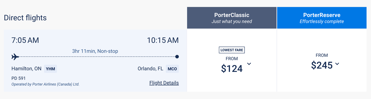 Porter Airlines YHM MCO