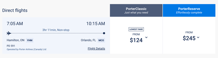 Porter Airlines YHM MCO Porter Airlines YHM MCO