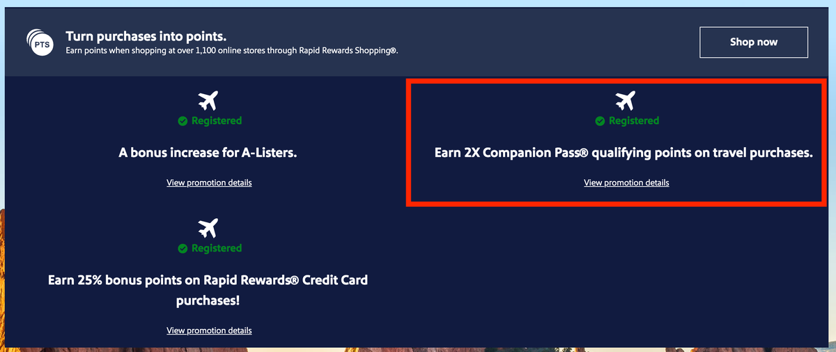 Register for Southwest companion pass promo