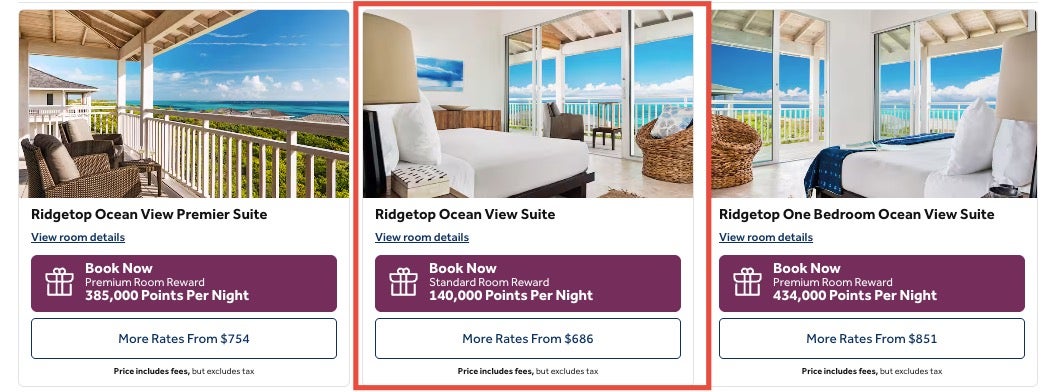 Ridgetop Ocean View Suite Pricing