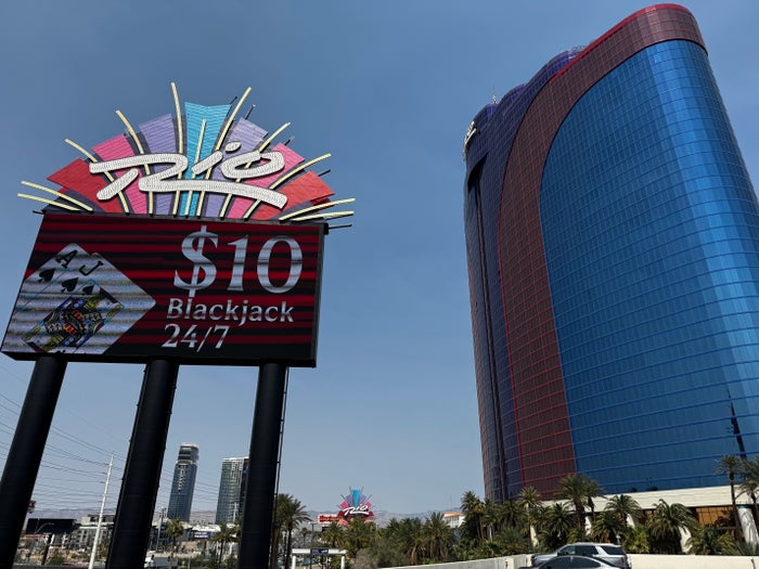 Rio Hotel Casino Destination Hyatt tower sign Rio Hotel Casino Destination Hyatt tower sign