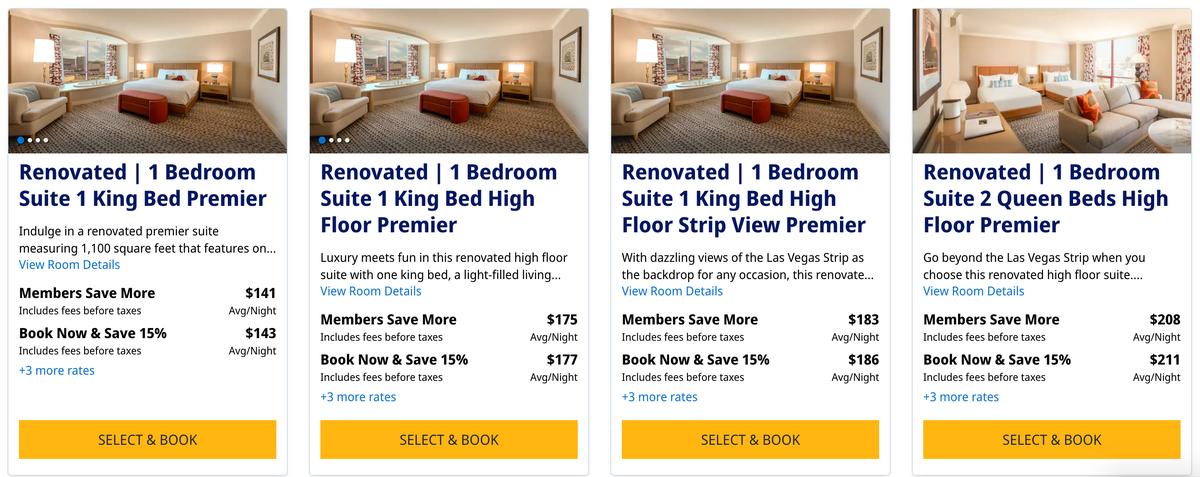 Rio Hotel Casino Hyatt suite cash rates