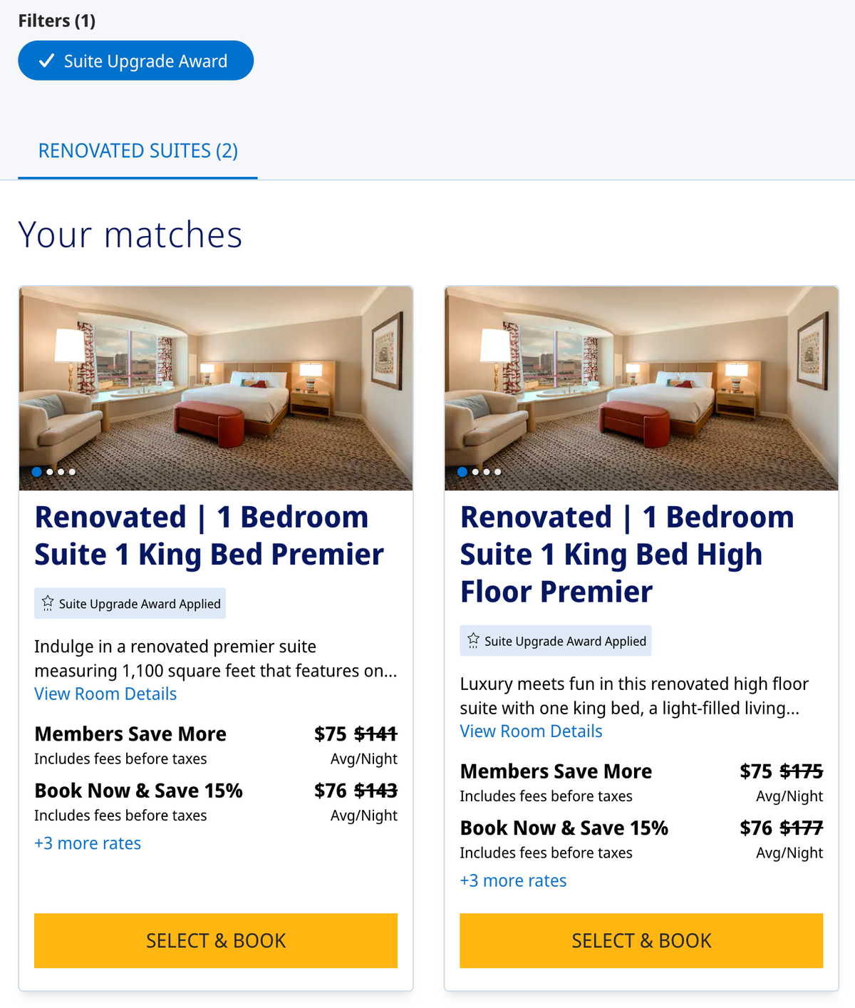 Rio Hotel Casino Hyatt suite upgrade cash rates