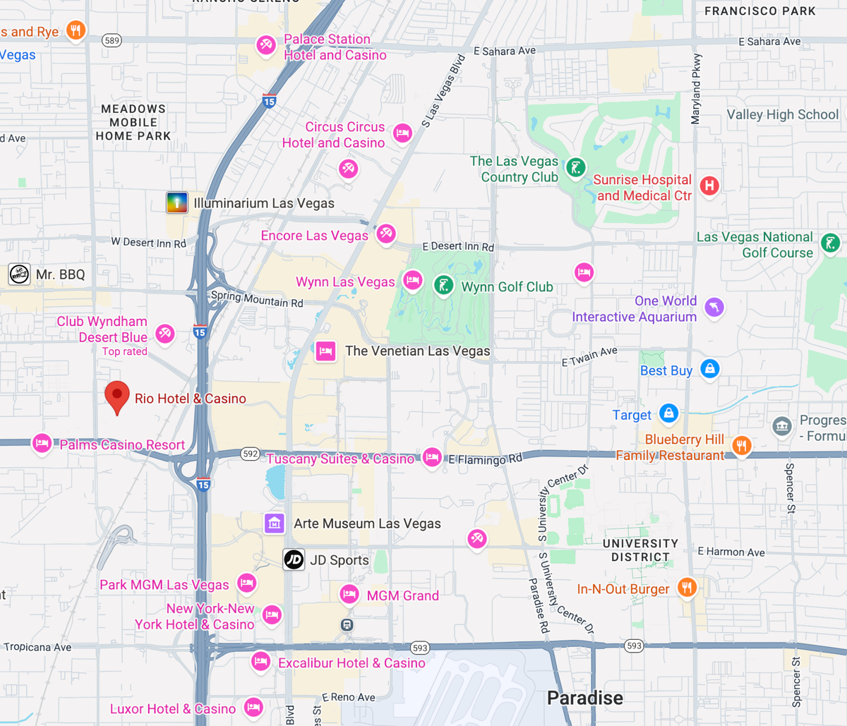 Rio Hotel Casino Las Vegas location