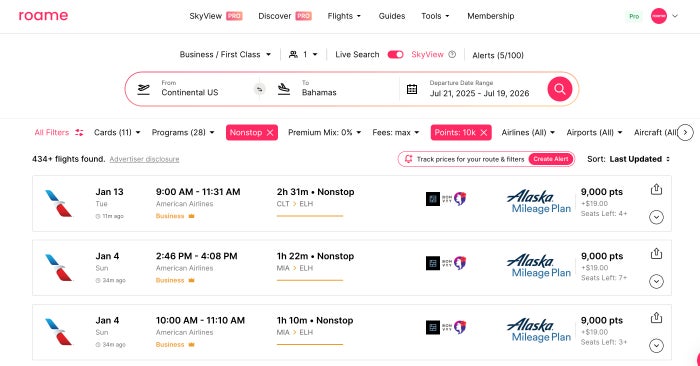 Screenshot Roame.Travel Bahamas search