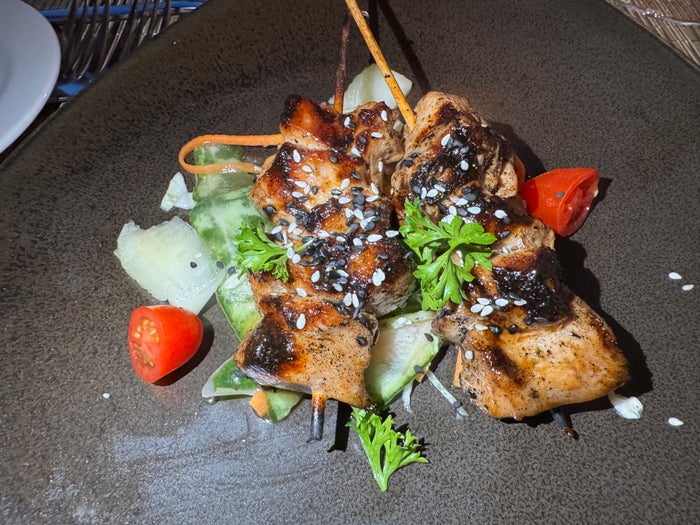 Sailrock South Caicos The Great House chicken teriyaki skewers Sailrock South Caicos The Great House chicken teriyaki skewers