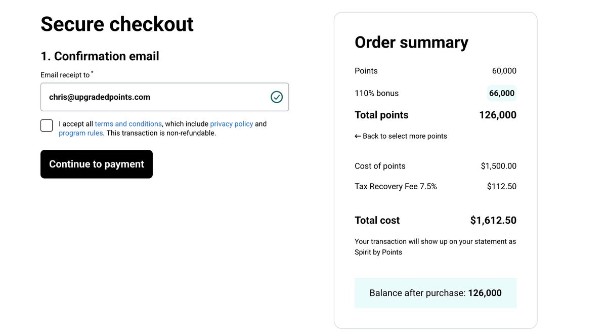 Spirit Airlines Buy Points 110