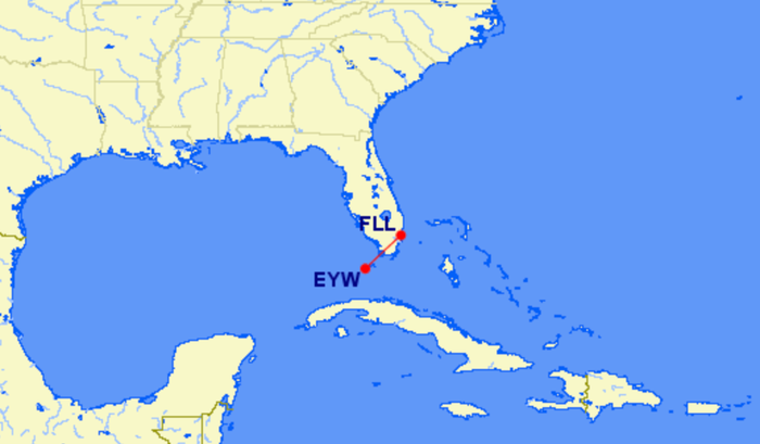 Spirit Fort Lauderdale to Key West Spirit Fort Lauderdale to Key West flight map