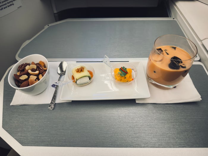 Thai Airways Royal Silk a350 900 business class amuse bouche Thai Airways Royal Silk a350 900 business class amuse bouche