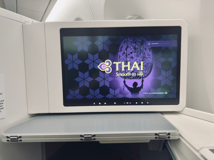 Thai Airways Royal Silk a350 900 business class television screen Thai Airways Royal Silk a350 900 business class television screen
