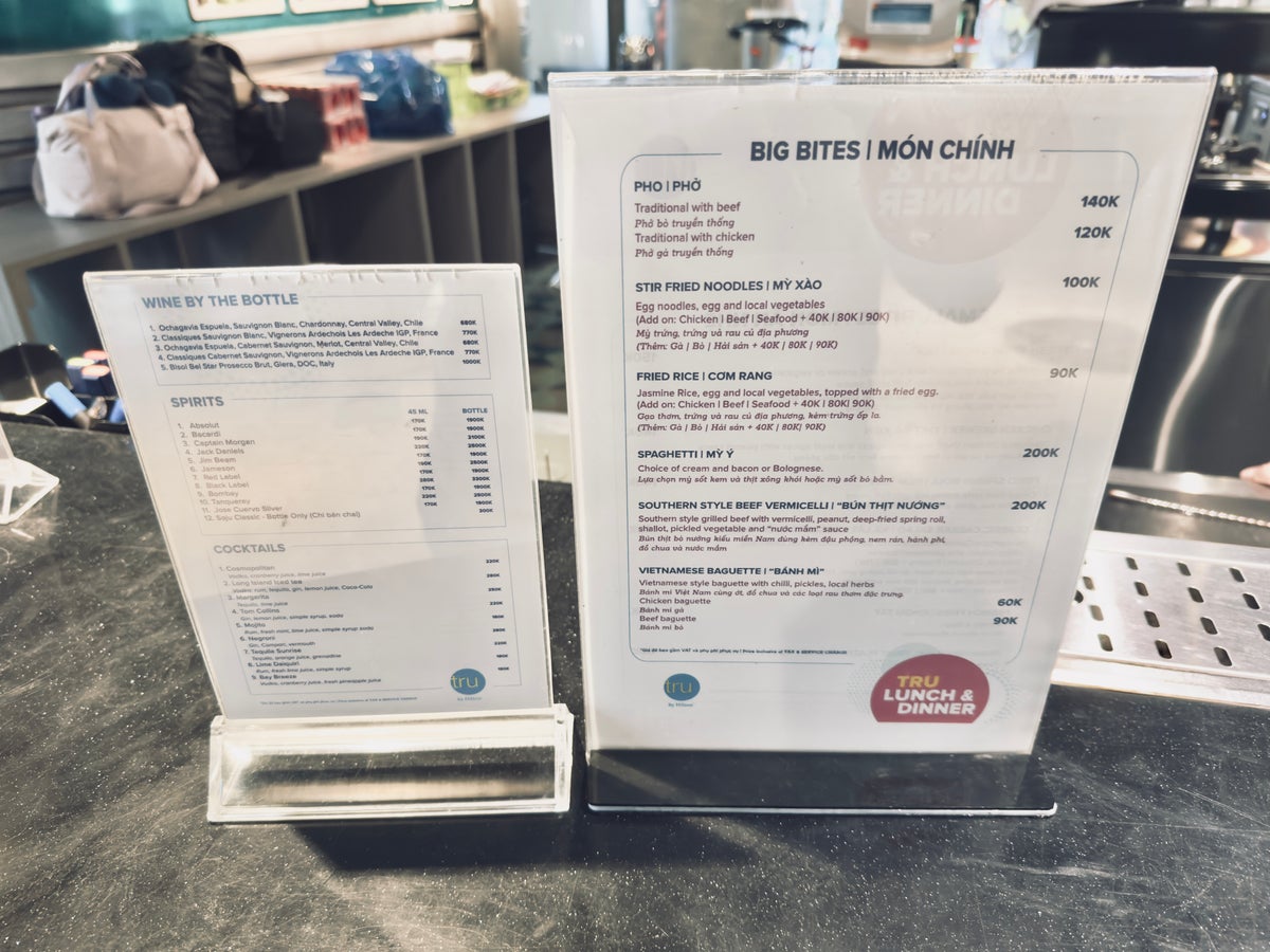 Tru by Hilton Hanoi Station restaurant menu
