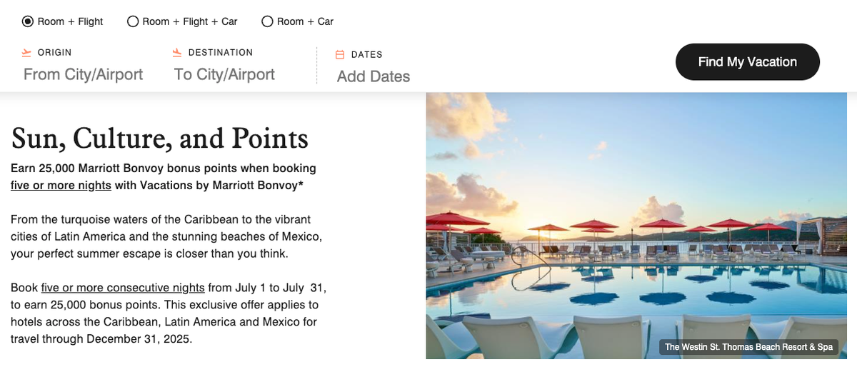 Vacations by Marriott 25k promo July 2025