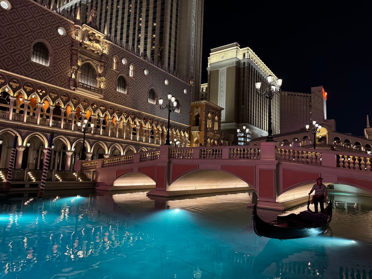 Venetian Las Vegas outdoor gondolas night