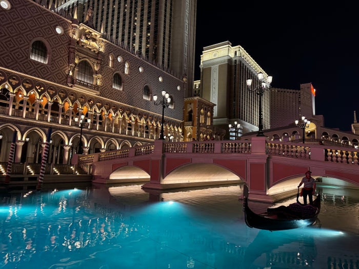 Venetian Las Vegas outdoor gondolas night Venetian Las Vegas outdoor gondolas night