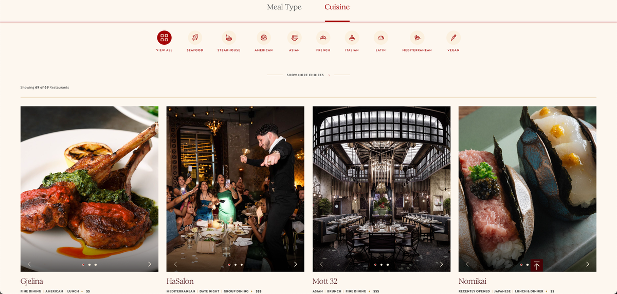 Venetian Palazzo dining filters